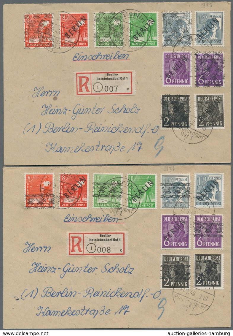 Berlin: 1948, "2 Bis 12 Und 16 Pfg. Schwarzaufdruck" In Unterschiedlichen Stückzahlen Auf Insgesamt - Covers & Documents
