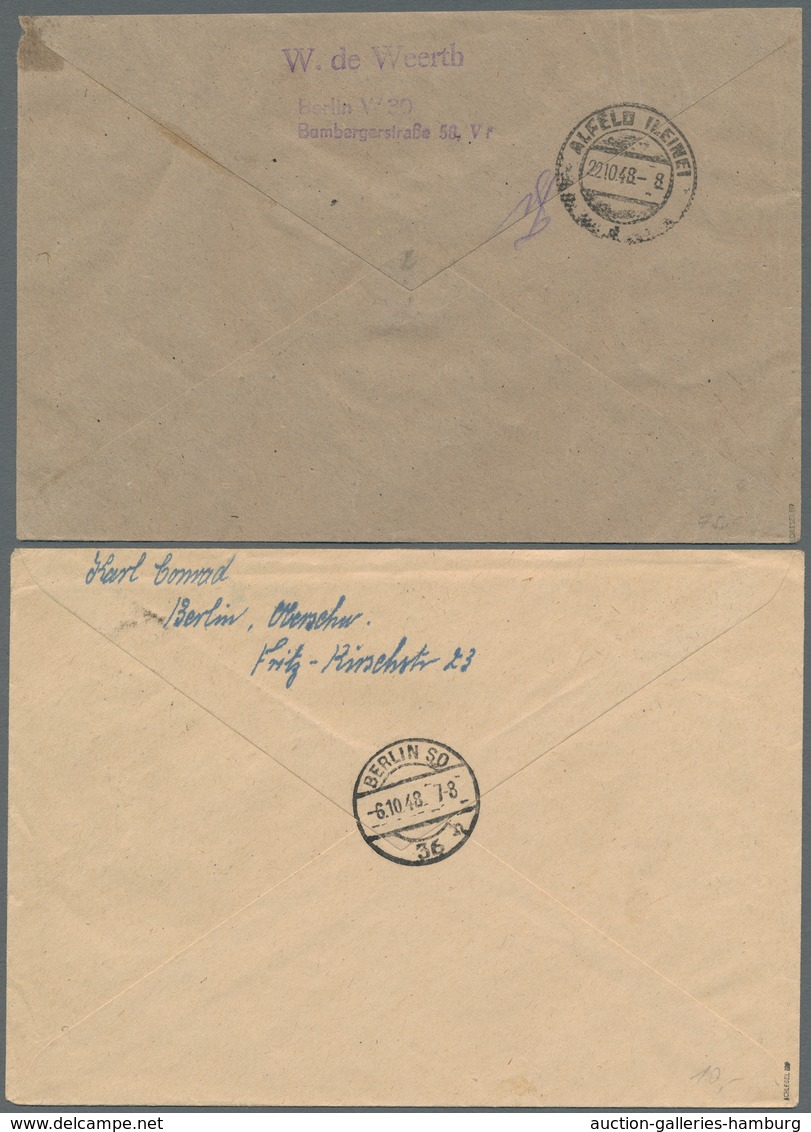 Berlin: 1948, "2 Bis 8 Und 24 Pfg. Schwarzaufdruck", Als Länder-MiF Mit Diversen SBZ-Werten (u.a. Mi - Covers & Documents