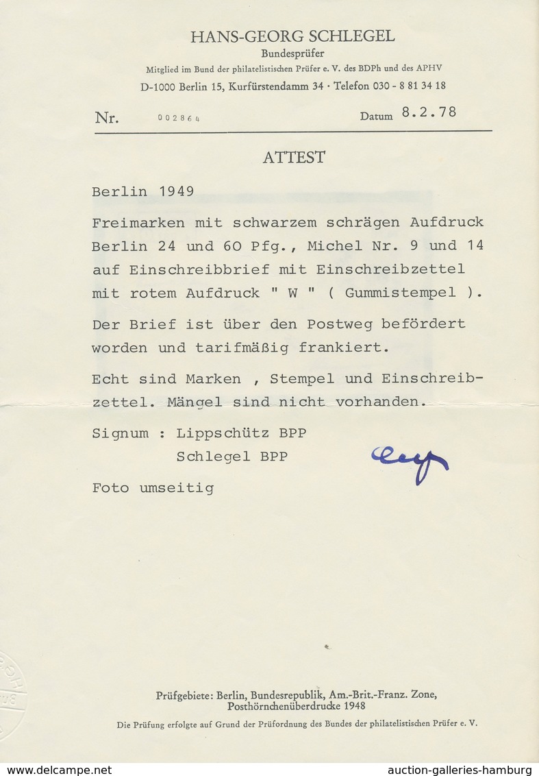 Berlin: 24 U. 60 Pf. Schwarzaufdruck Zusammen Auf R-Bf. Ab Berlin N31 Vom 11.1.49 Nach Hannover U. R - Covers & Documents