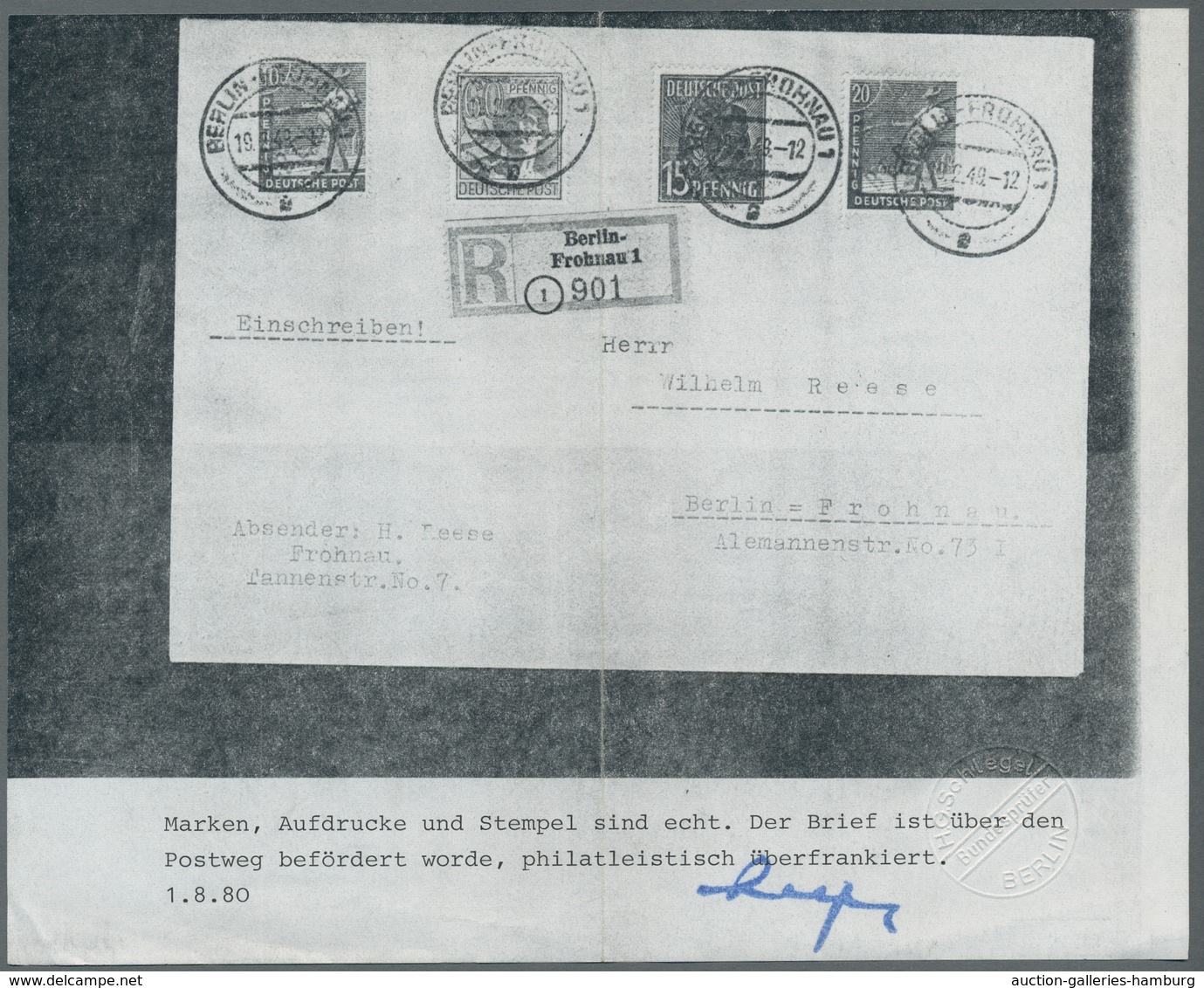 Berlin: 1949, "Rotaufdruck", Zusammenstellung Von Insgesamt Elf Frankierten Belegen In Guter/sehr Gu - Covers & Documents