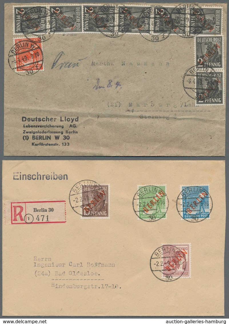 Berlin: 1949, "Rotaufdruck", Zusammenstellung von insgesamt elf frankierten Belegen in guter/sehr gu