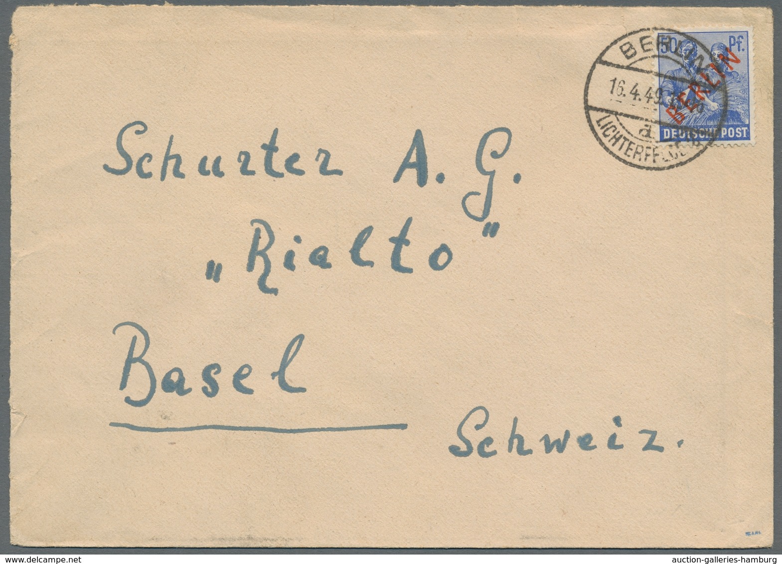 Berlin: 1949, "Rotaufdruck", kleine Zusammenstellung von elf portorichtigen EF in guter/sehr guter E