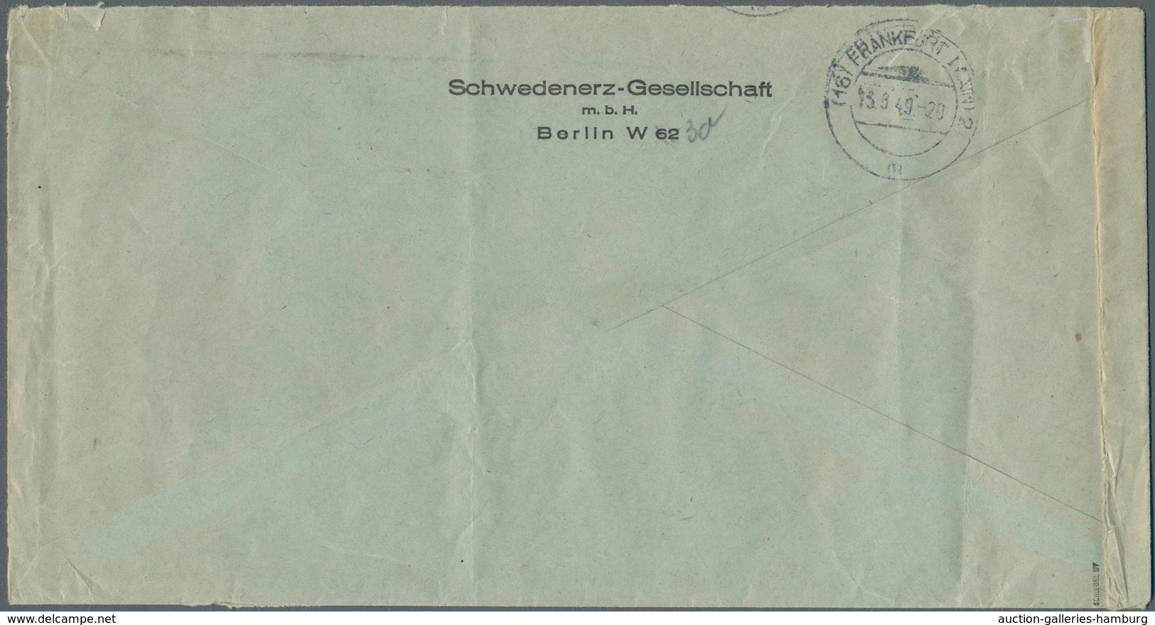 Berlin: 1949: Fenster-Langumschlag (Büge) Als Firmen-Luftpost Europa Im Tarif II 55 Pf. Mit 25 Pf. R - Covers & Documents