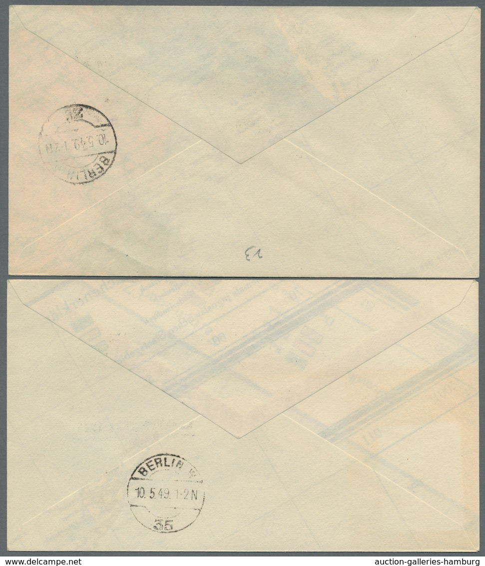 Berlin: 1949, "Bauten I", Insgesamt 15 Werte (1 Und 5 Pfg. Doppelt Bzw. Dreifach) Auf Fünf Ortsbrief - Briefe U. Dokumente