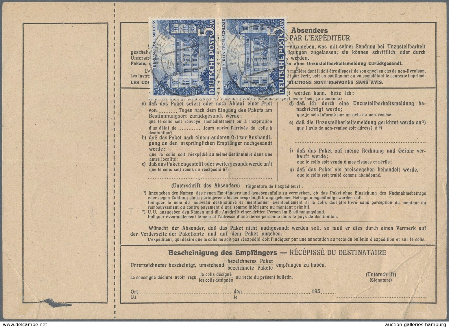 Berlin: 5 DM Mit 5 U. 30 Pf. Sowie 2 DM Bauten (vorder U. Rücks. Frankiert) Zusammen Auf Übersee-Pak - Covers & Documents