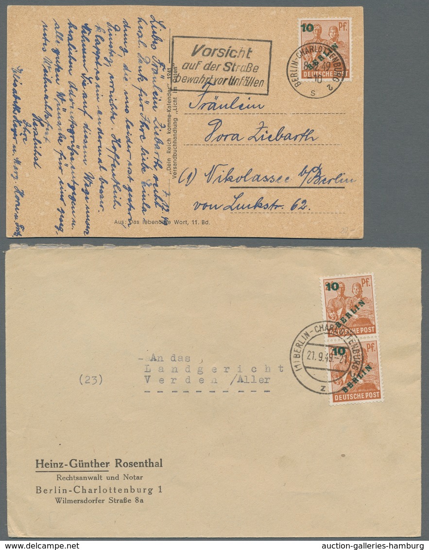 Berlin: 1949, "Grünaufdruck" Komplett Auf Satz-R-Brief Von BERLIN SW 1 15.9.49 Nach Schramberg. Dazu - Covers & Documents