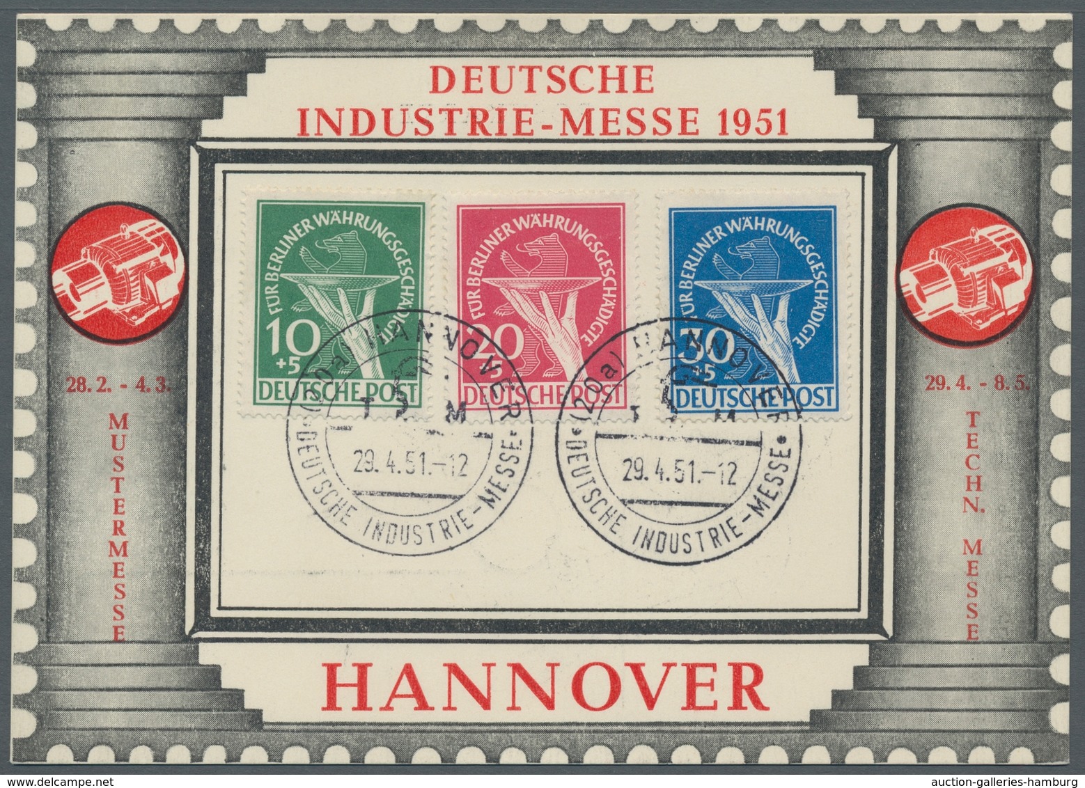 Berlin: 1949, "Währungsgeschädigte" Komplett Mit SST "Hannovermesse" Auf Entsprechenden Offizieller - Covers & Documents