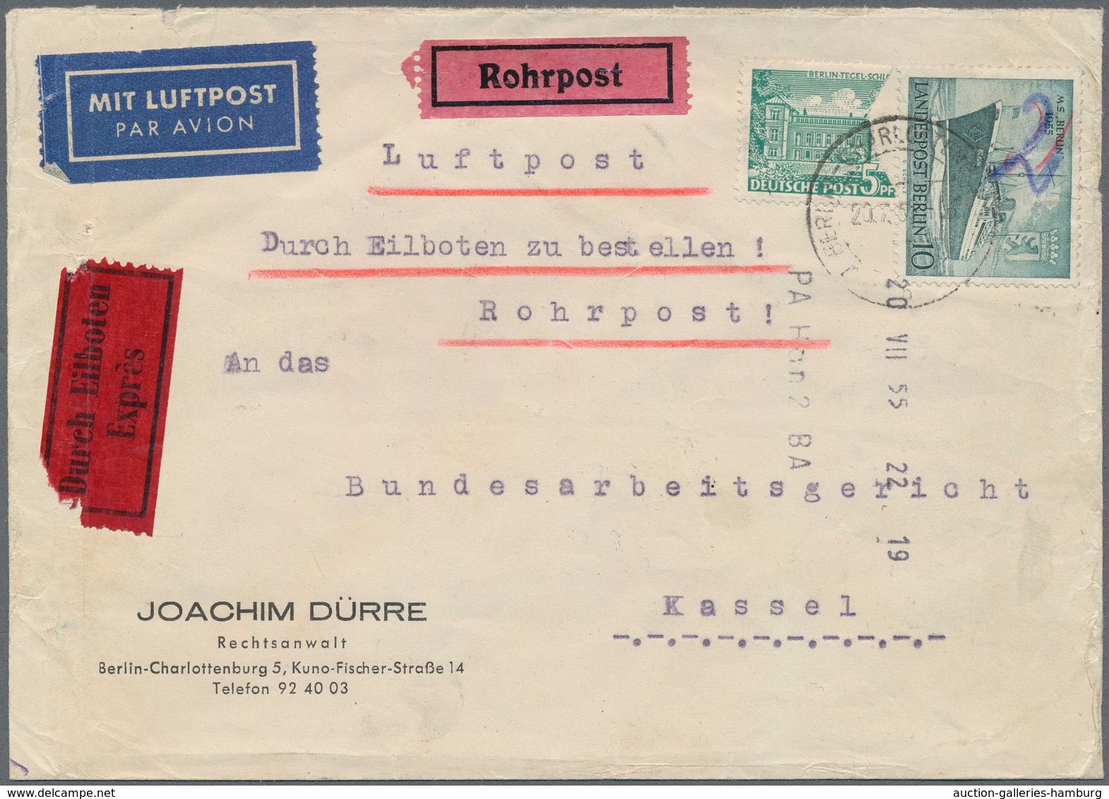 Berlin - Rohrpost: 5 U. 15 St. 6 Pf. Bauten (dabei Waager. 10er Block Rücks.) U. 10 Pf. Motorschiffe - Sonstige & Ohne Zuordnung