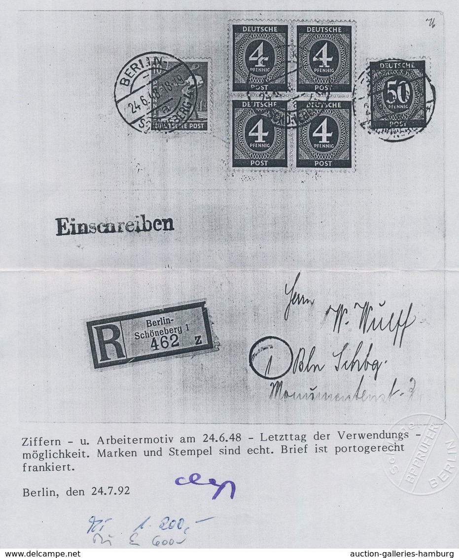 Berlin - Besonderheiten: 4(4er-Block) U. 50 Pf. Ziffer Mit 10 Pf. Arbeiter Auf Orts-R-Bf. Von Berlin - Other & Unclassified