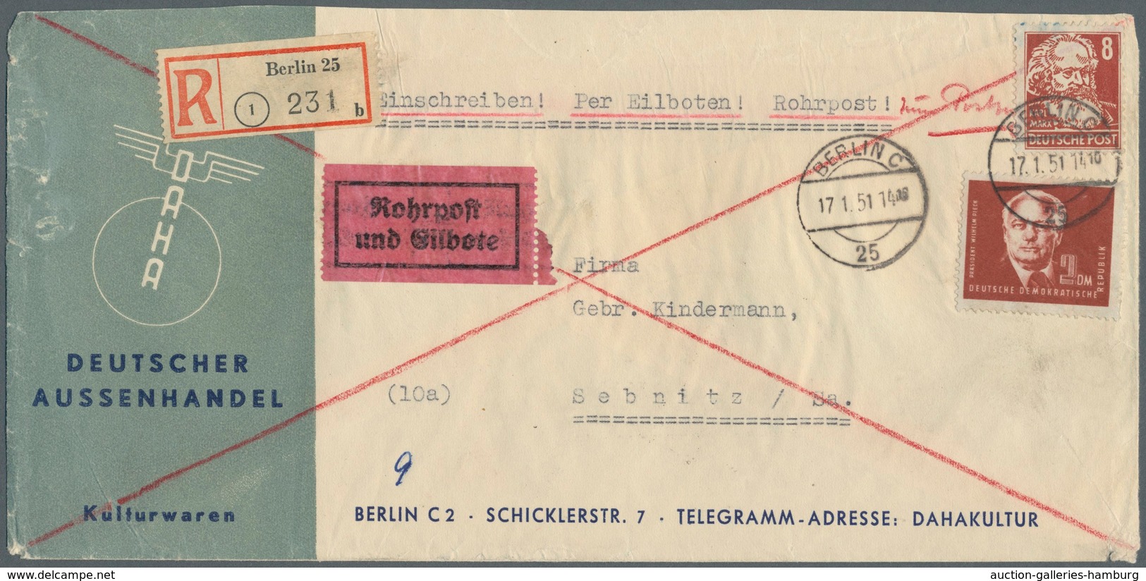 Berlin - Besonderheiten: 1951: Firmen-Langumschlag Deutscher Außenhandel Als Fern-Doppelbrief, Einsc - Sonstige & Ohne Zuordnung