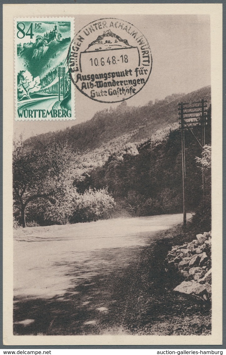 Französische Zone - Württemberg: 1947-48, Acht Meist Verschiedene Maximumkarten Der 1. Bis 3.Dauerse - Sonstige & Ohne Zuordnung