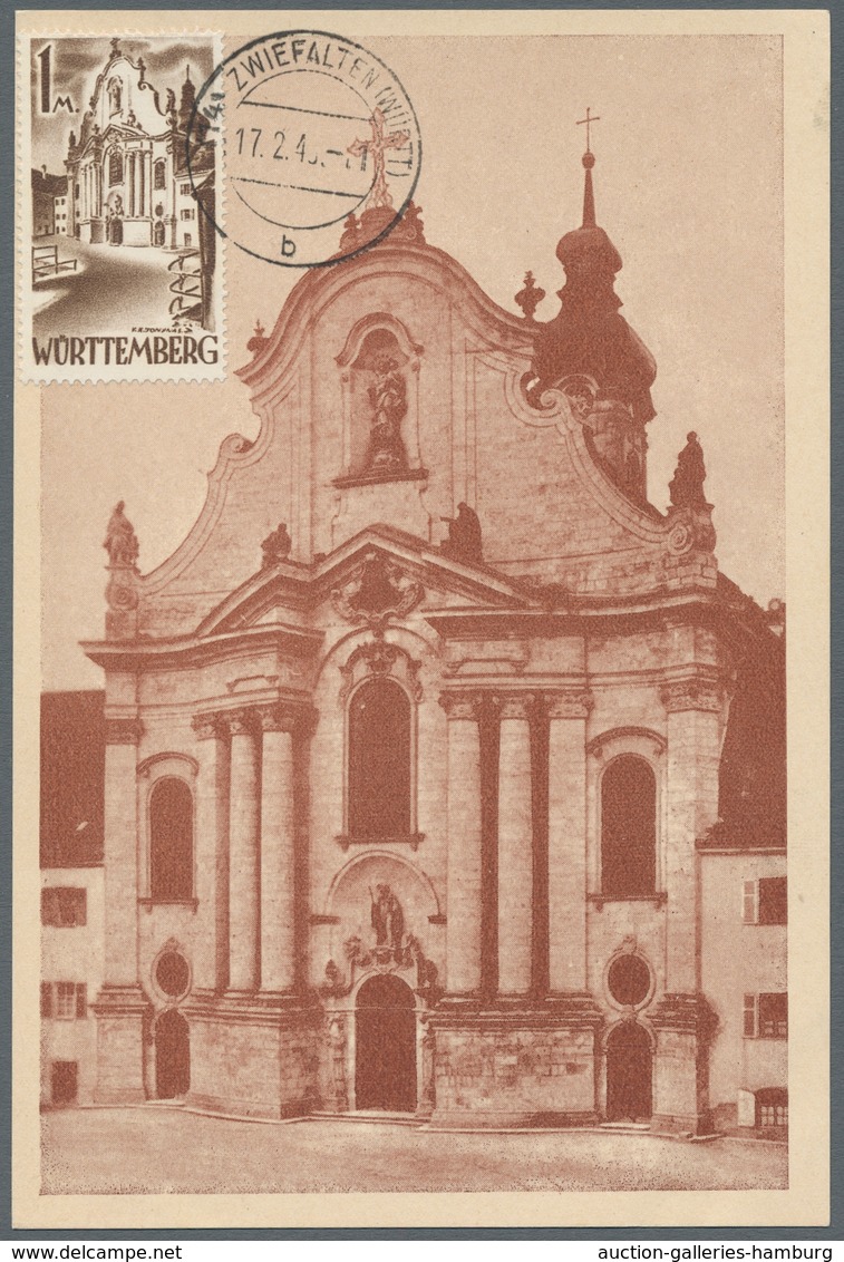 Französische Zone - Württemberg: 1947-48, Acht Meist Verschiedene Maximumkarten Der 1. Bis 3.Dauerse - Sonstige & Ohne Zuordnung