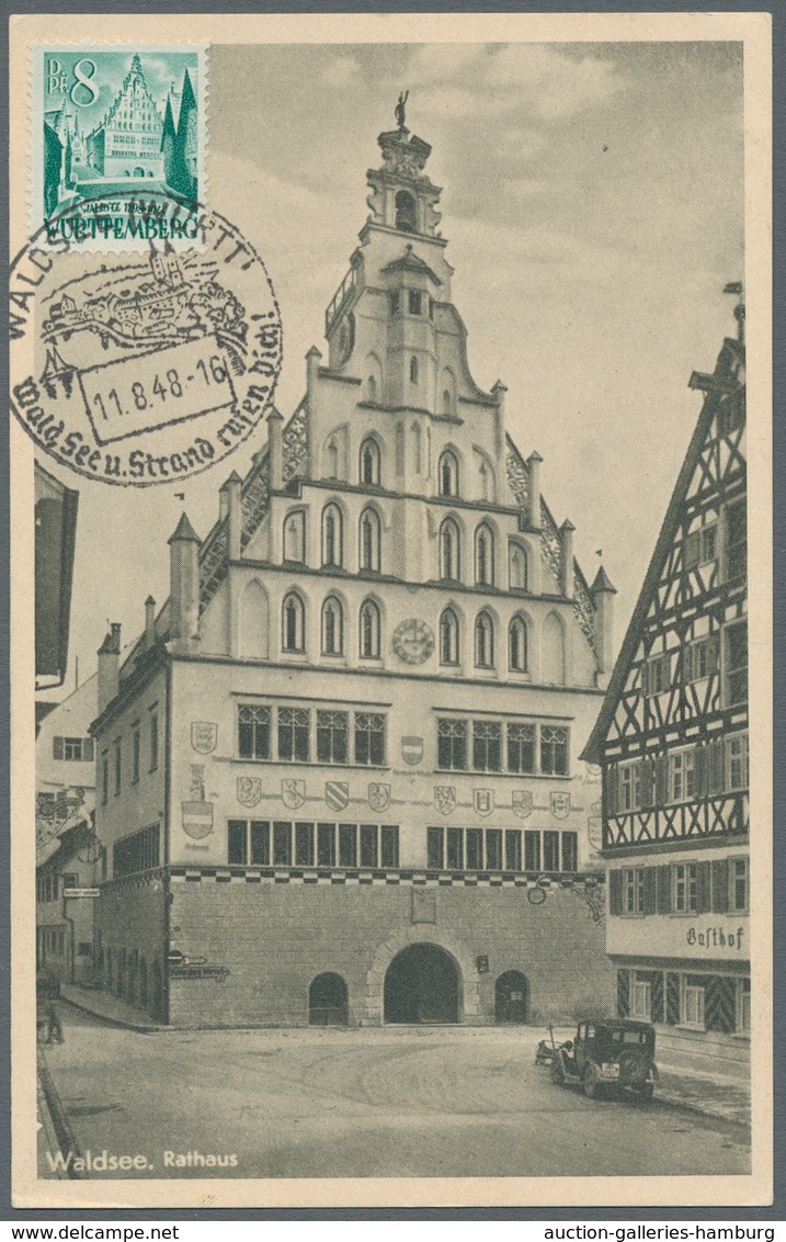 Französische Zone - Württemberg: 1947-48, acht meist verschiedene Maximumkarten der 1. bis 3.Dauerse