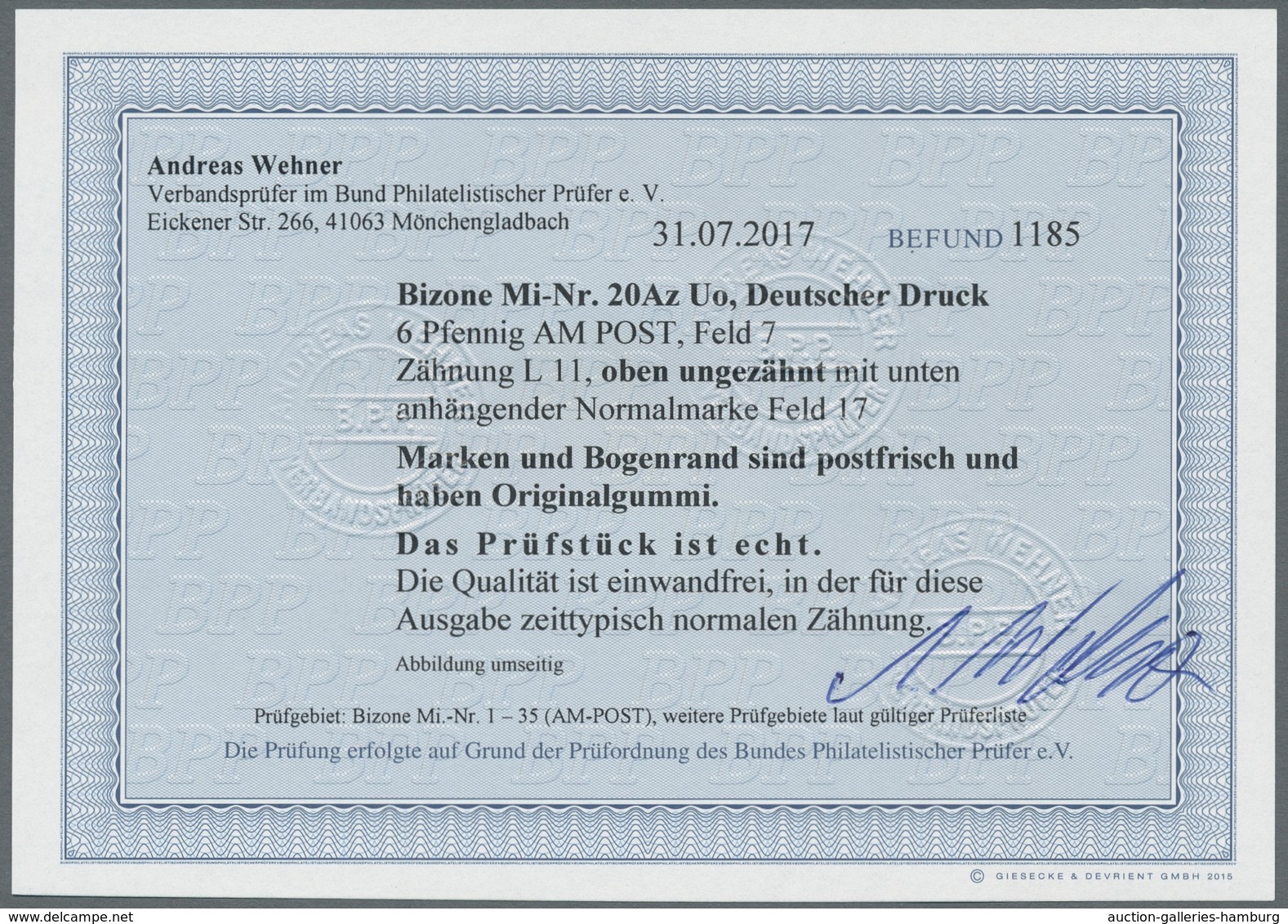 Bizone: 1945, Am-Post Deutscher Druck 6 Pfennig, Senkrechtes Postfrisches Paar Vom Oberrand, Obere M - Other & Unclassified