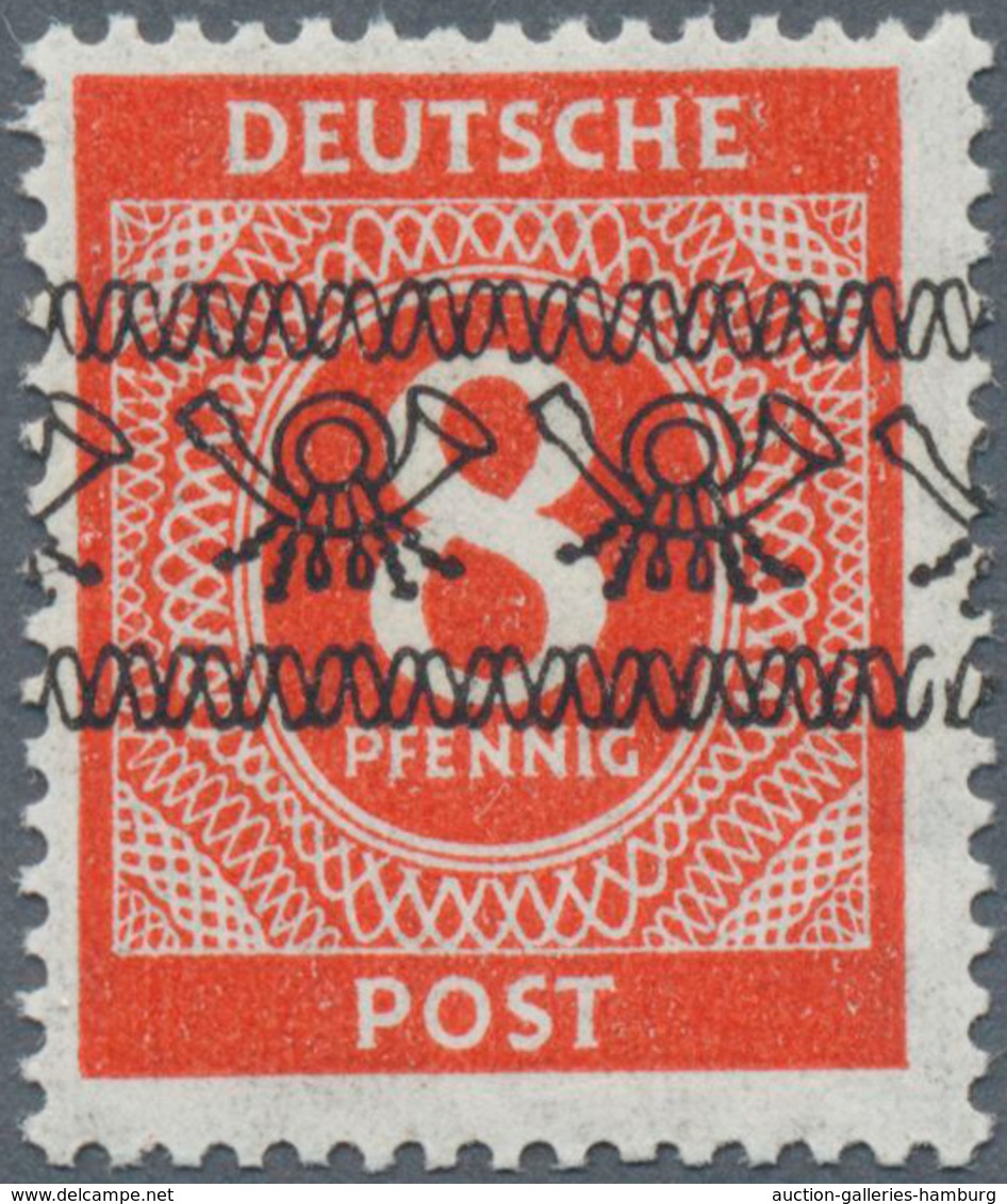 Bizone: 1948, 8 Pf Ziffer Orangerot Mit Bandaufdruck, Dünnes Papier, Tadellos Postfrisch, "echt Und - Other & Unclassified