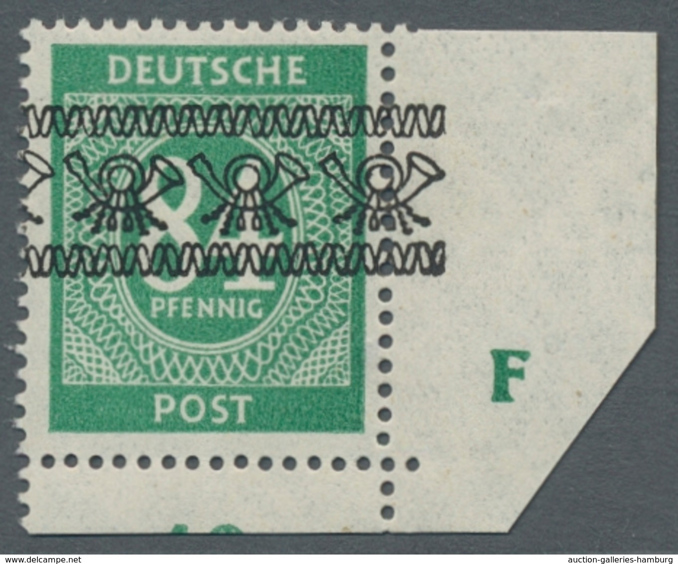 Bizone: 1948, Ziffernserie Mit Bandaufdruck 84 Pfennig Tadellos Postfrische Linke Untere Bogenecke M - Sonstige & Ohne Zuordnung