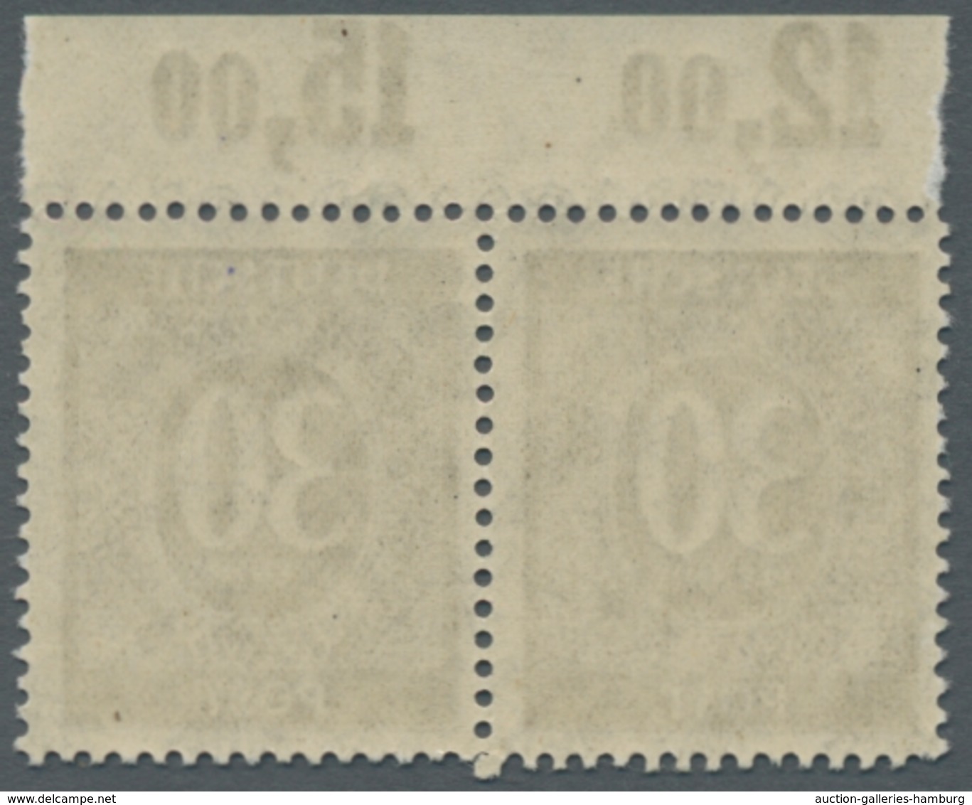 Bizone: 1948, Ziffernausgabe 30 Pf. Im Waagerechten, Postfrischen Paar Mit Oberrand Platte, Erhaltun - Other & Unclassified