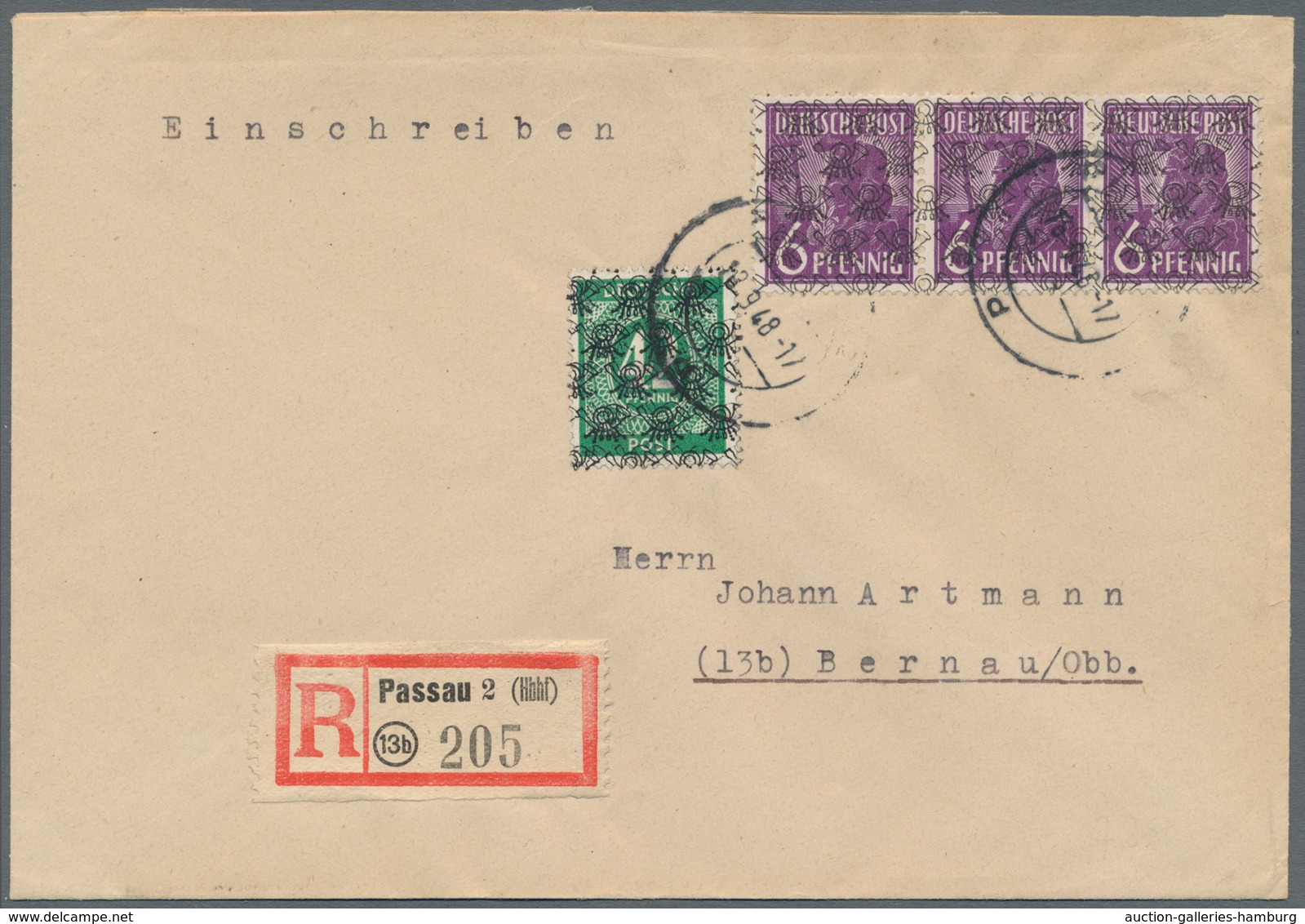 Bizone: 1948, 42 Pf Grün Ziffer Mit DOPPELTEM Netzaufdruck Sowie 3 X 6 Pf Arbeiter Mit Netzaufdruck, - Other & Unclassified