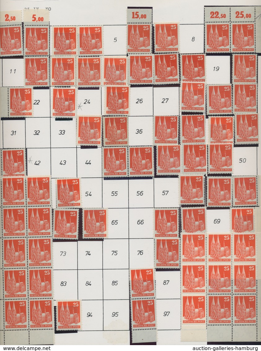 Bizone: 1948, Bauten 25 Pfennig Orangerot Enggezähnt In Type IV. Bogenreckunstruktion Des NO-Bogens - Sonstige & Ohne Zuordnung