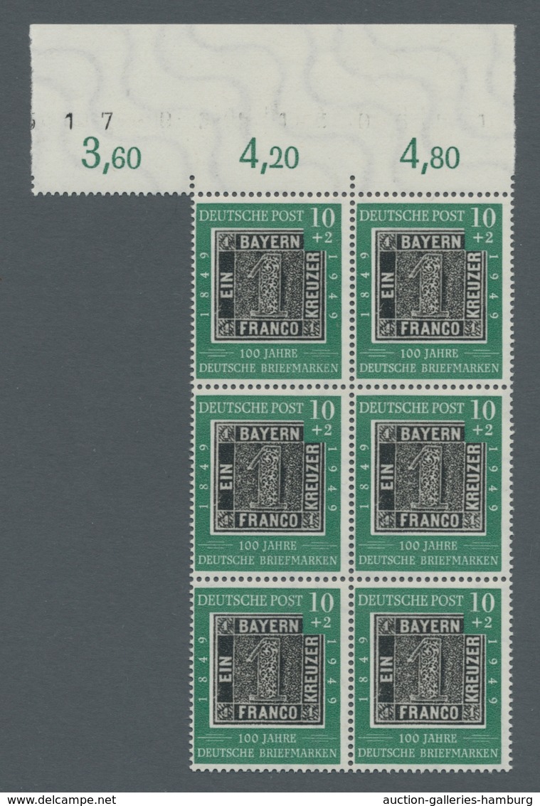 Bundesrepublik Deutschland: 1949 100 Jahre Deutsche Briefmarke Kplt. Satz Als Postfrischer Oberrand - Used Stamps