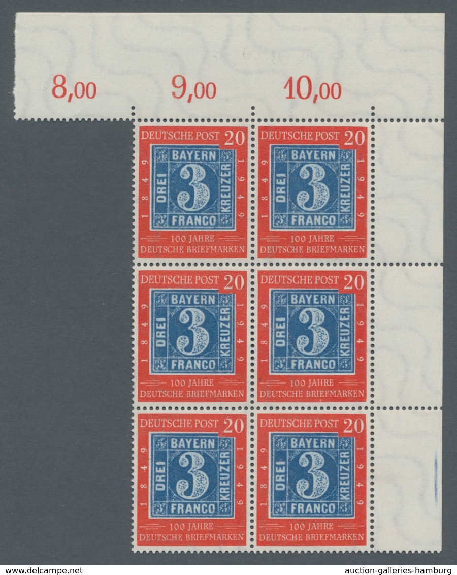 Bundesrepublik Deutschland: 1949 100 Jahre Deutsche Briefmarke Kplt. Satz Als Postfrischer Oberrand - Gebraucht