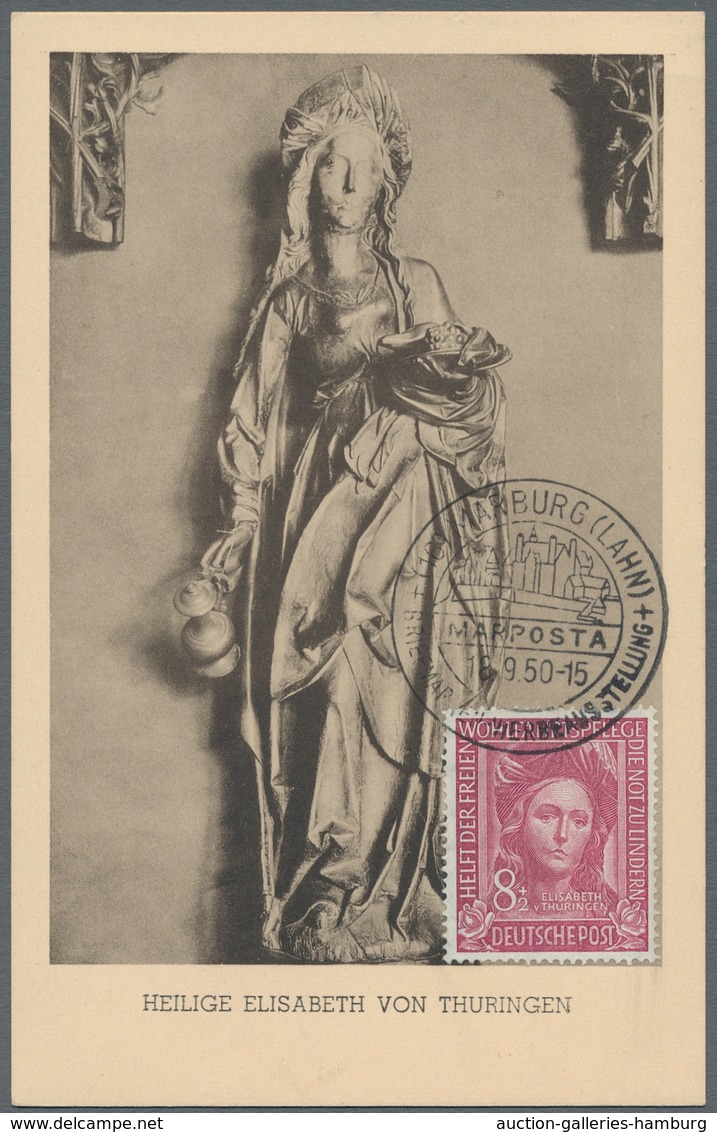 Bundesrepublik Deutschland: 1949, Helfer Der Menschheit, Kompletter Satz Auf Vier Maximumkarten, Lux - Used Stamps