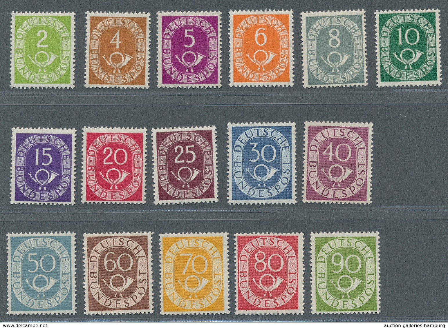 Bundesrepublik Deutschland: 1951, Posthornsatz Postfrisch Mit Attest Schlegel "echt, Winzige Zahnver - Used Stamps