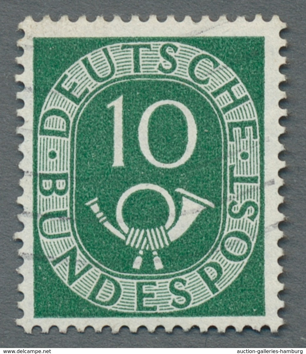 Bundesrepublik Deutschland: 1951, "10 Pfg. Posthorn Mit Wasserzeichen Vb", Sauber Mit Teilen Eines M - Used Stamps