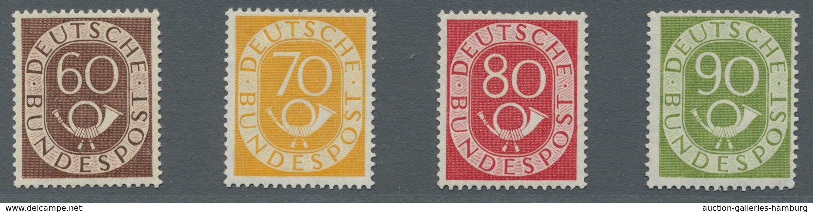 Bundesrepublik Deutschland: 1951, Posthorn, Die Vier Höchstwerte 60 - 90 Pfennig Postfrisch - Bei De - Gebraucht