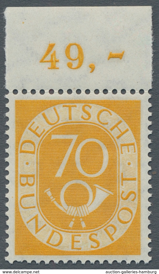 Bundesrepublik Deutschland: 1951, "70 Pfg. Posthorn", Postfrischer Oberrandwert (minimal Angefaltet) - Used Stamps