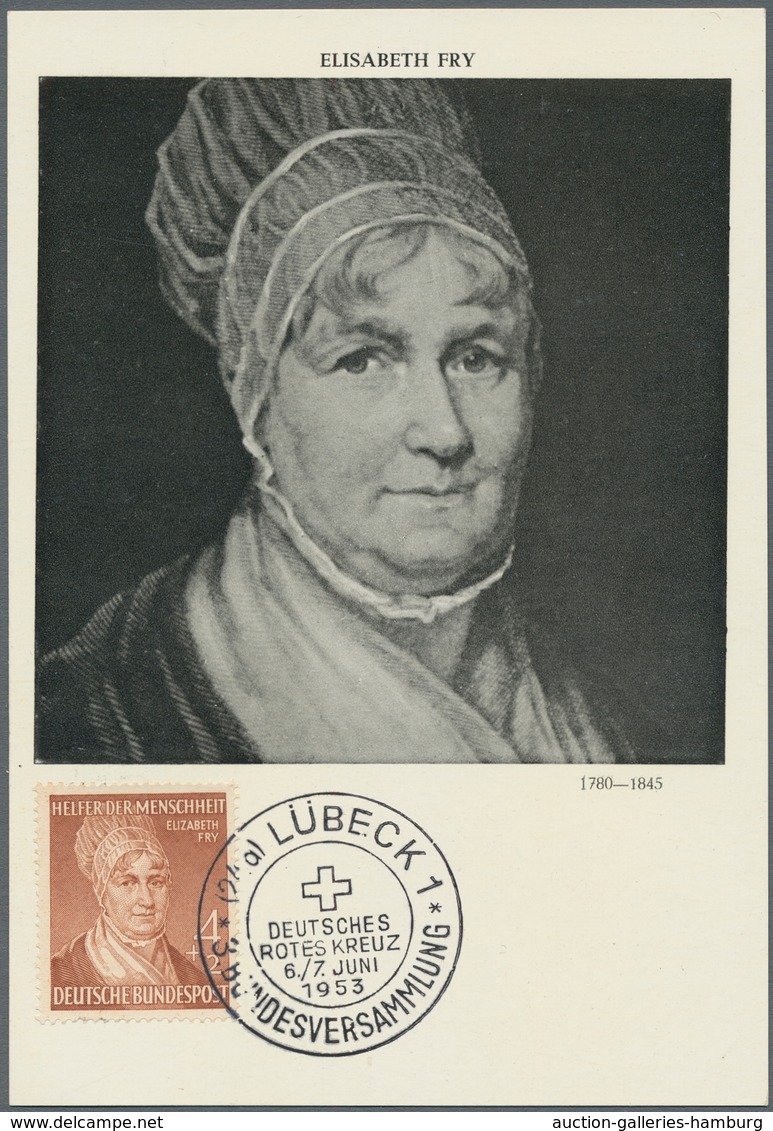 Bundesrepublik Deutschland: 1951-52, Drei Gute Maximumkarten: "Elsa Brandström", "Elisabeth Fry" Und - Used Stamps