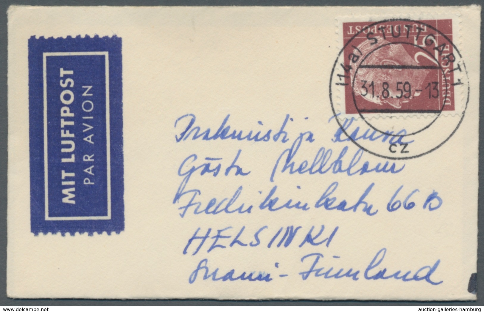 Bundesrepublik Deutschland: 1954, "25 Pfg. Heuss I" Als Portorichtige EF Auf Drucksachen-Flugbrief V - Gebraucht