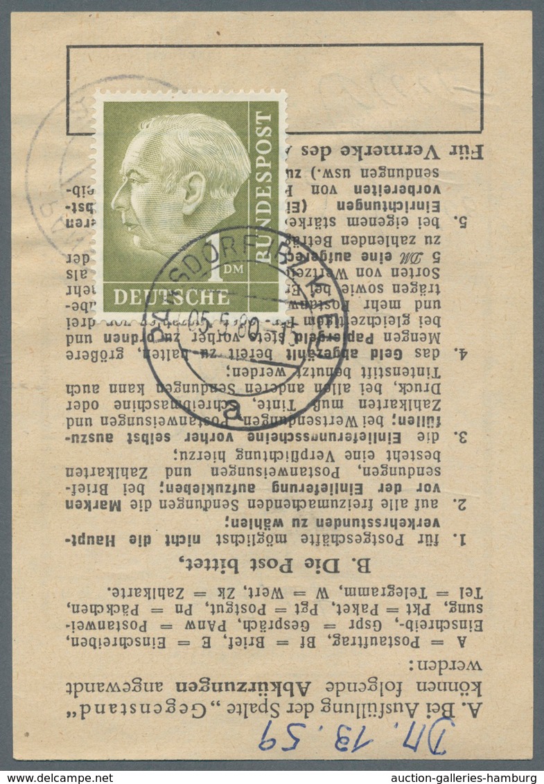 Bundesrepublik Deutschland: 1960, 1 M. Heuss Mit Stempel "PANDSDORF 5.5.60" Als Gebühr Für Die "Stil - Used Stamps