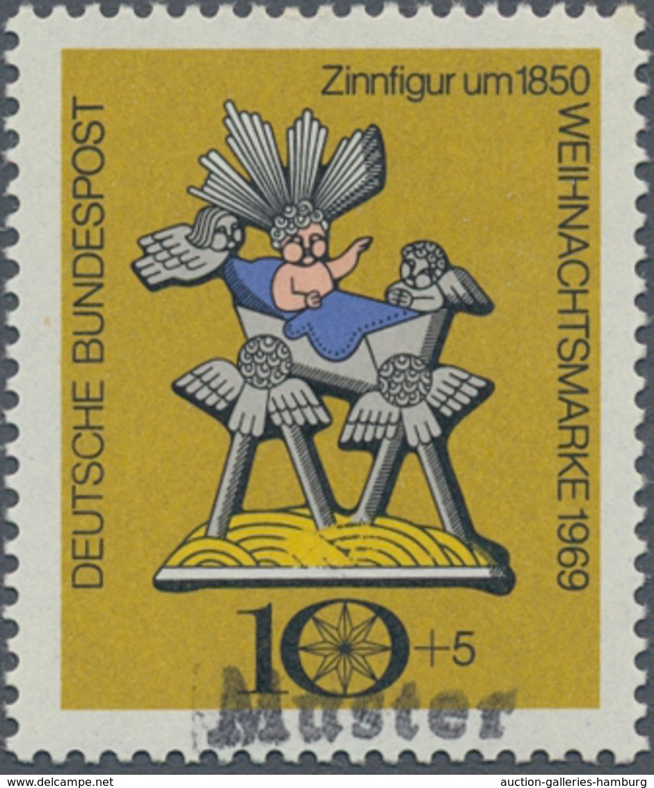 Bundesrepublik Deutschland: 1969, 10 + 5 Pfg. Weihnachten Mit Violettem "Muster"-Handstempel-Aufdruc - Used Stamps