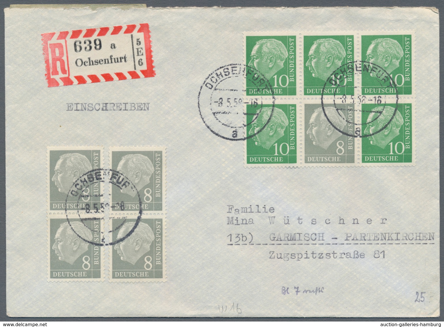 Bundesrepublik - Zusammendrucke: 1956, Heuss 1956 über Weite Strecken Komlett Auf 20 Portorichtigen - Zusammendrucke