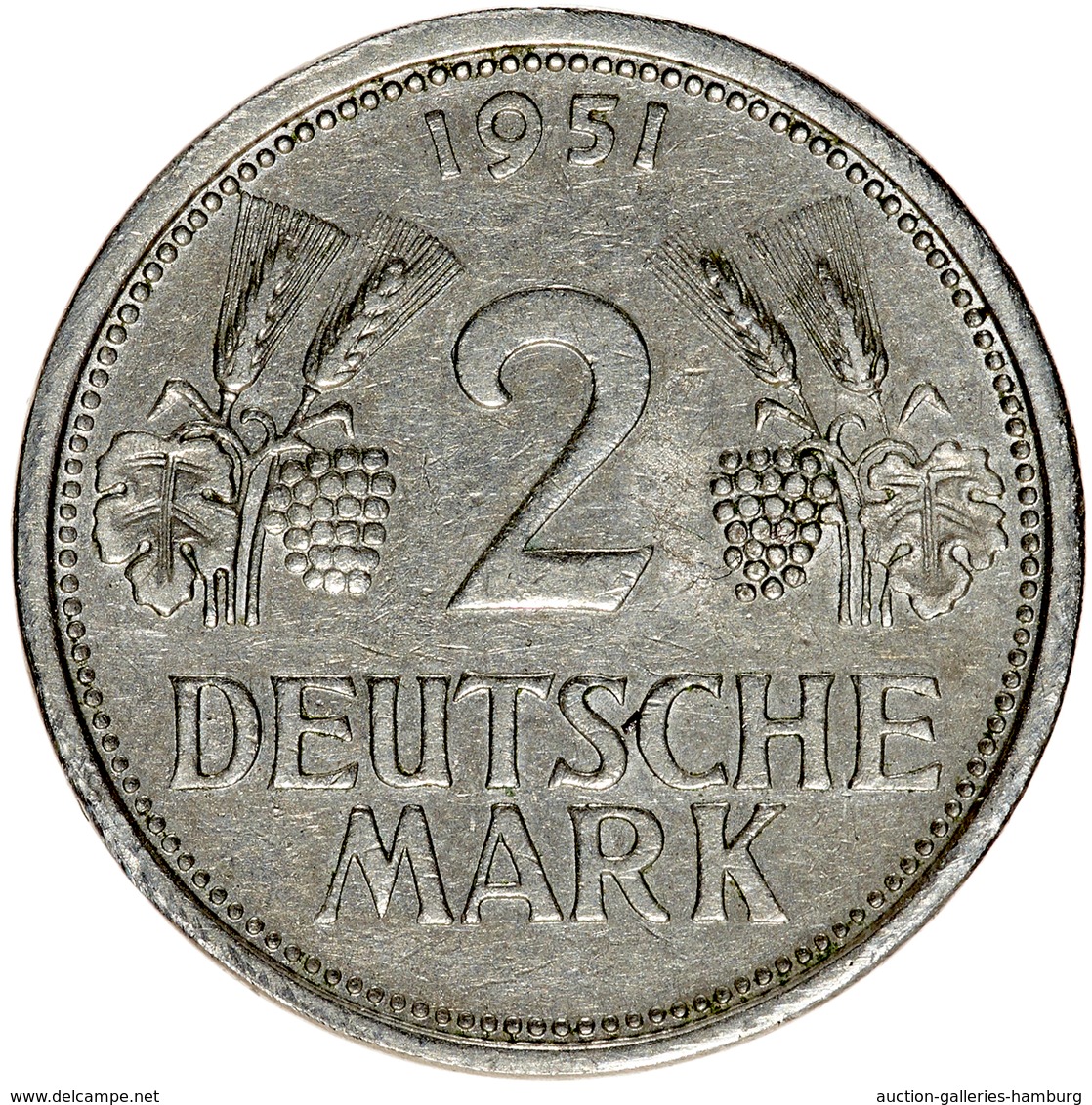 Bundesrepublik Deutschland 1948-2001: 1951, 2 Mark Kursmünze, Jeweils Aus Den Prägestätten D, F, G U - Other & Unclassified