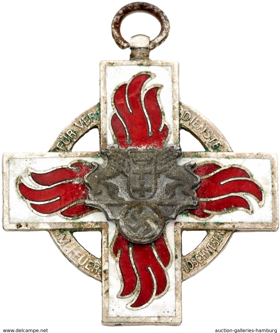 Orden & Ehrenzeichen: DANZIG; 1938-1939, "Feuerwehr-Ehrenzeichen" 2. Stufe Versilbert In Guter Erhal - Sonstige & Ohne Zuordnung