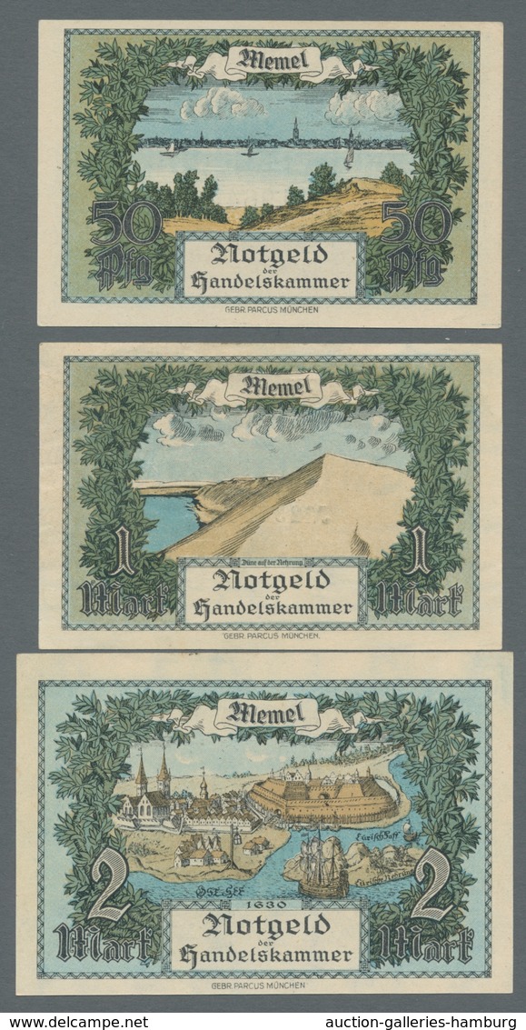 Memel: 1922, Handelskammer kpl. Serie der Scheine von 1/2 bis 100 Mark (Rosenberg Nr. 846 bis 854) i