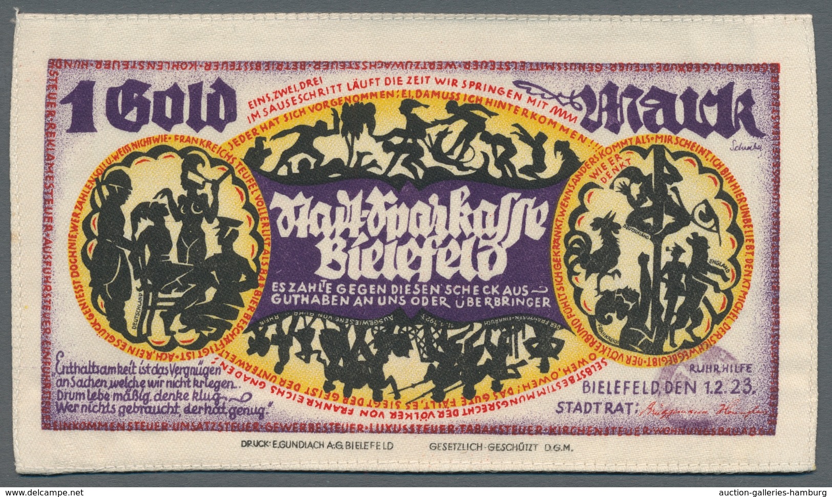 Deutschland - Notgeld - Westfalen: BIELEFELD;1921-1923, Sammlung Von 24 Banknoten Aus Leinen Oder Se - Other & Unclassified