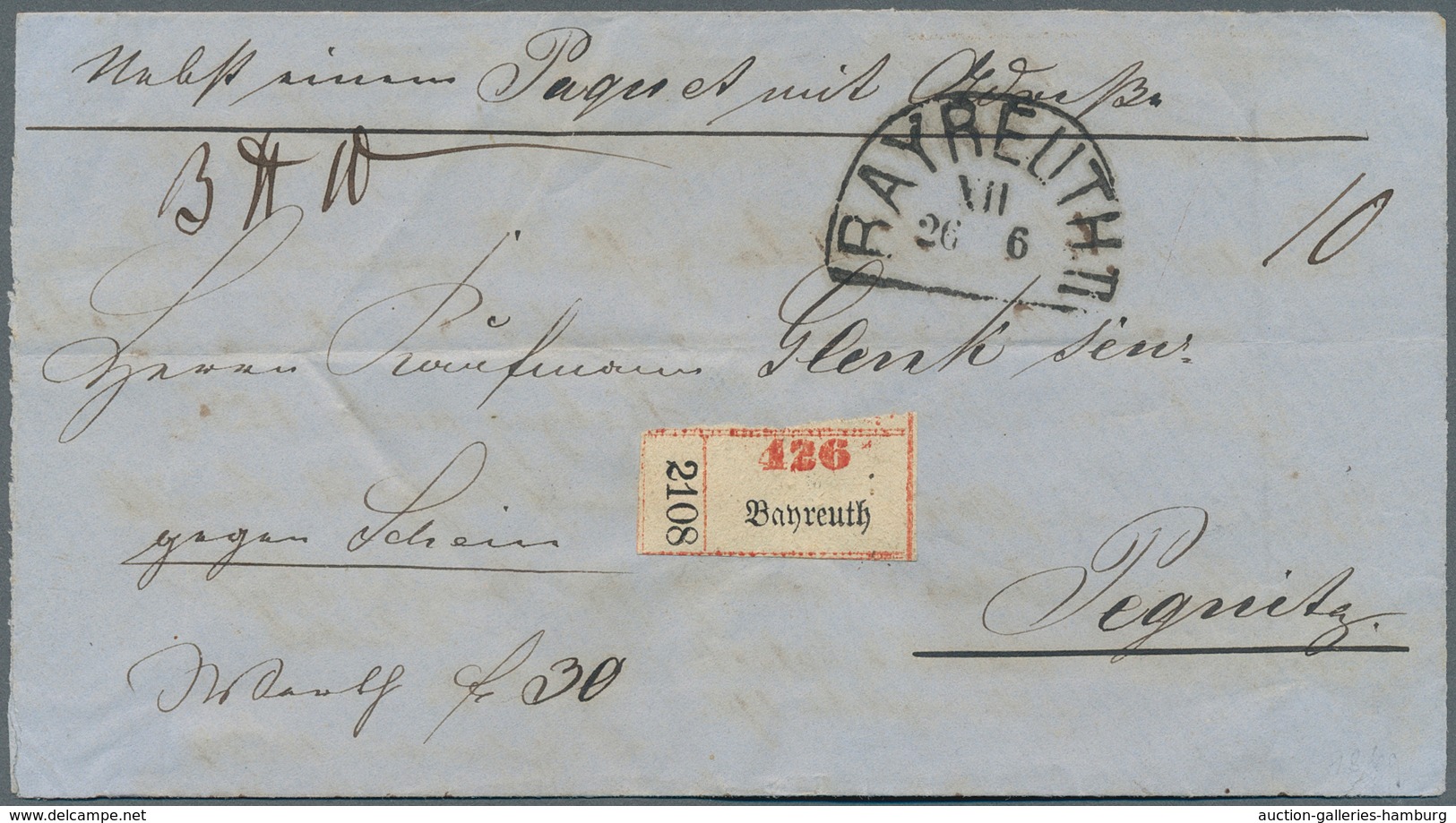 Altdeutschland und Deutsches Reich: 1825-1900, Partie mit über 200 Paketbegleitbriefen, Paketadresse