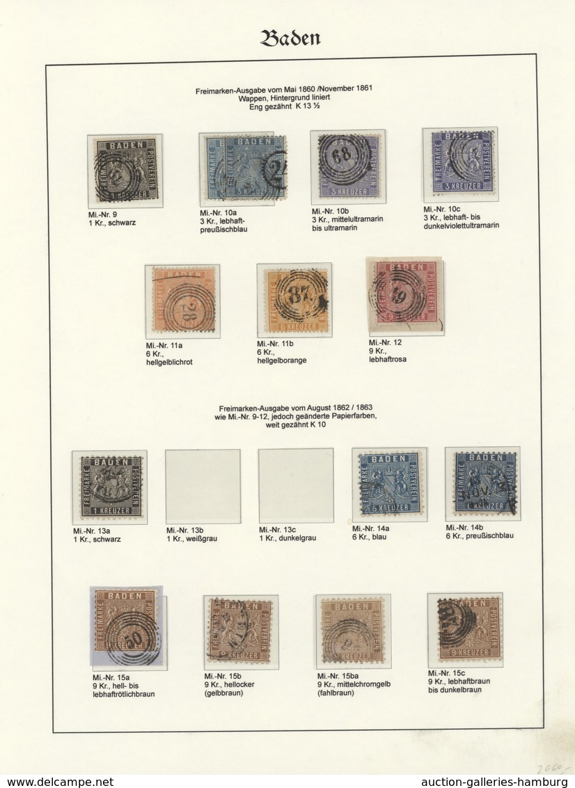 Baden - Marken Und Briefe: 1851/1868, Saubere, Meist Gestempelte Sammlung Von 53 Marken Sowie Sechs - Sonstige & Ohne Zuordnung