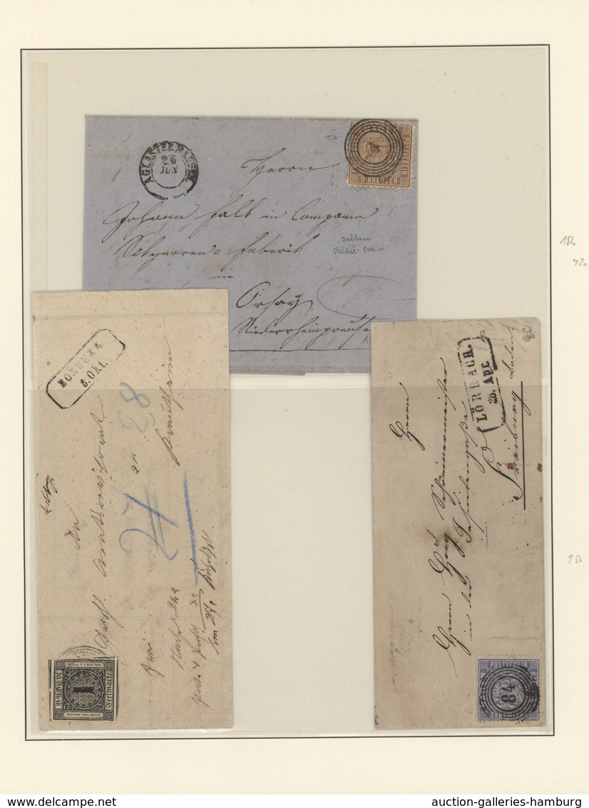 Baden - Marken Und Briefe: 1851/1868, Saubere, Meist Gestempelte Sammlung Von 53 Marken Sowie Sechs - Sonstige & Ohne Zuordnung