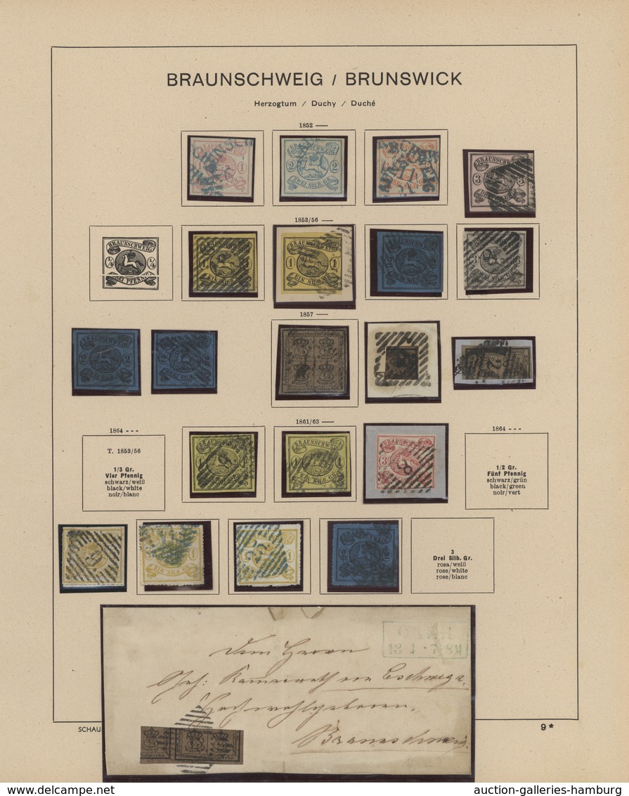 Braunschweig - Marken Und Briefe: 1852/1864, Gestempelte Sammlung Von 21 Werten Auf Schaubek-Vordruc - Brunswick