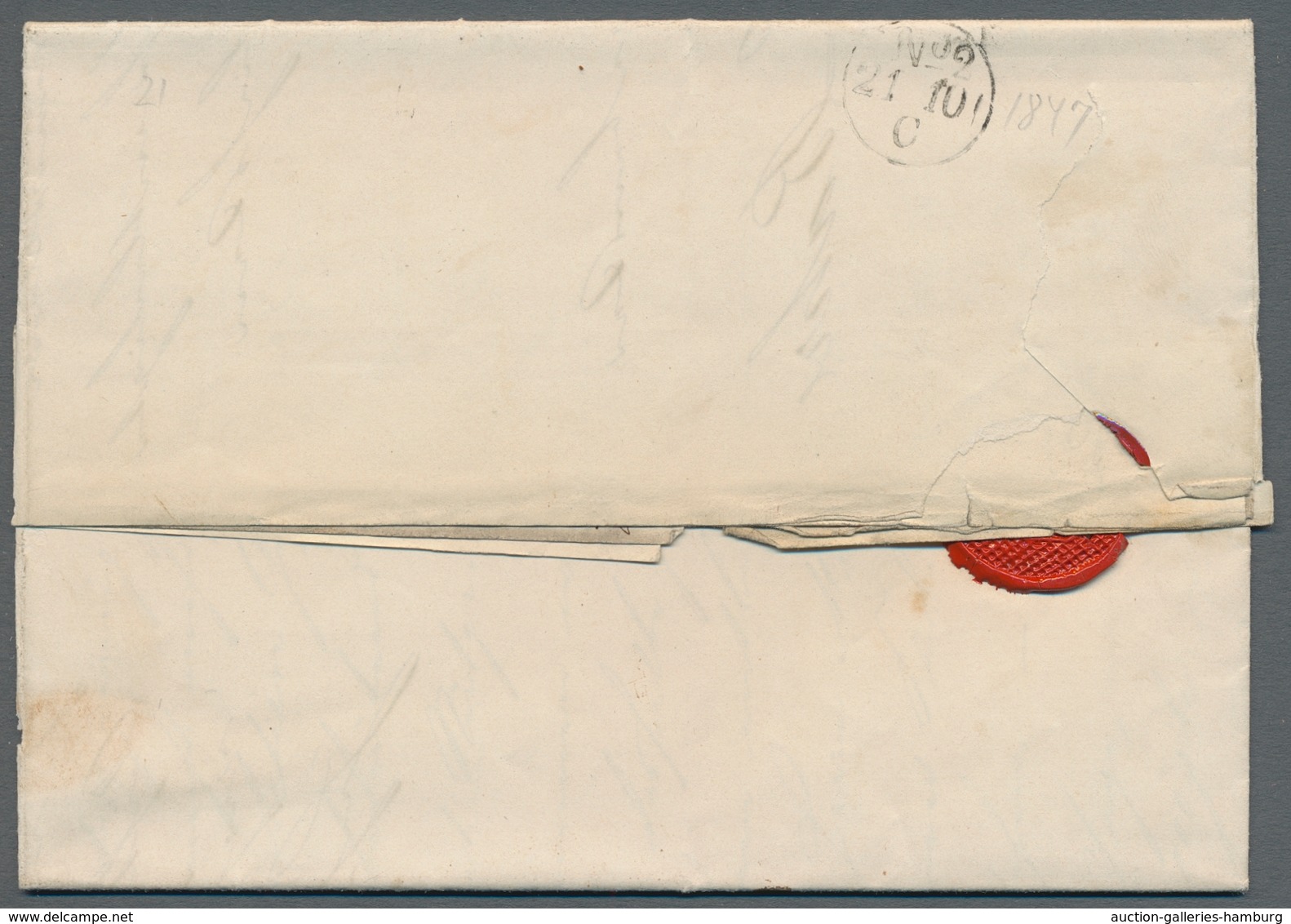 Hamburg - Marken und Briefe: 1821-1865, Partie mit 5 Vorphilabriefen, davon 2 vom Thurn und Taxische