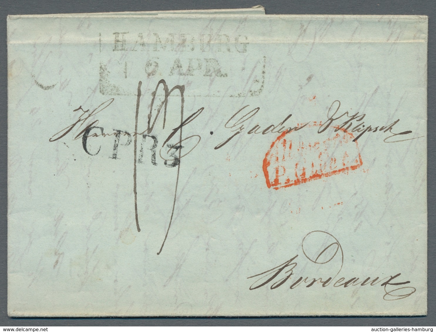 Hamburg - Marken und Briefe: 1821-1865, Partie mit 5 Vorphilabriefen, davon 2 vom Thurn und Taxische