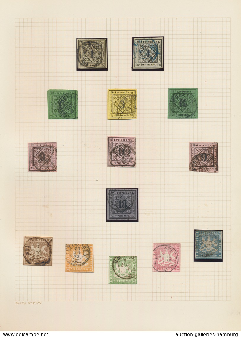 Württemberg - Marken Und Briefe: 1851/1920, Meist Gestempelte Sammlung Auf Albenblättern, Teils Etwa - Sonstige & Ohne Zuordnung