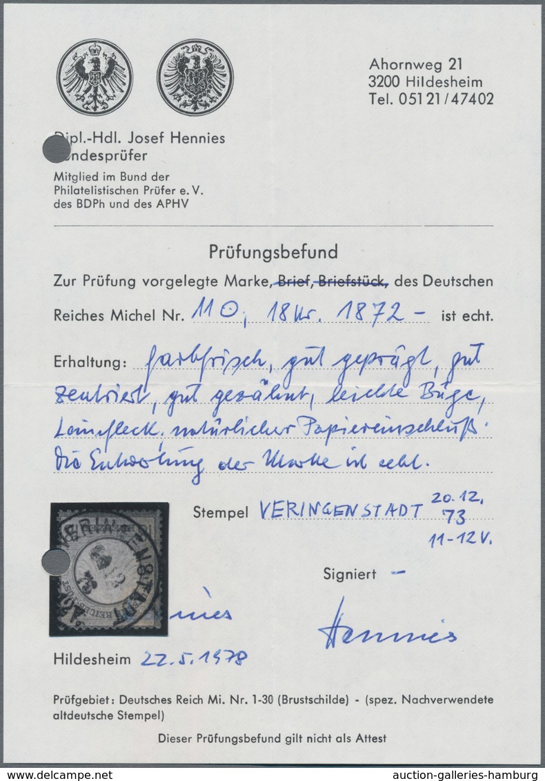 Deutsches Reich - Brustschild: 1872/1875. Werthaltige Partie Brustschildausgaben Mit Guten Werten Wi - Sonstige & Ohne Zuordnung
