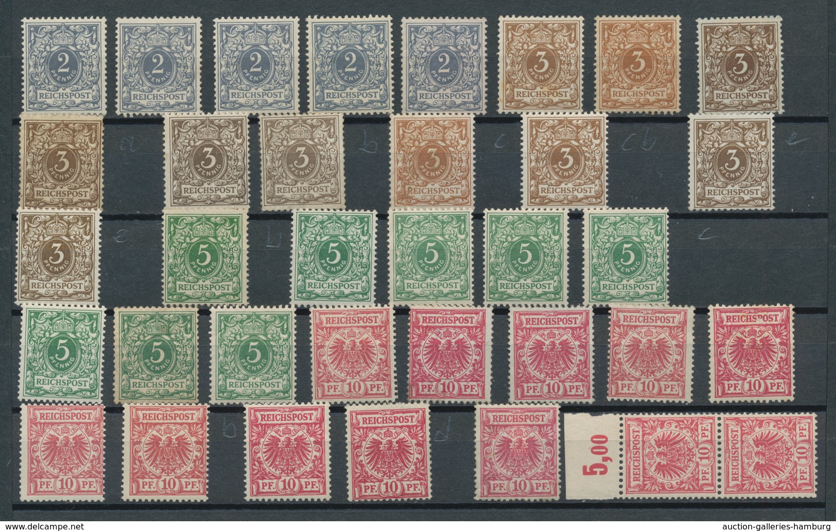 Deutsches Reich - Krone / Adler: 1889-1900, Postfrische Und Ungebrauchte Partie Auf Stecktafeln Mit - Used Stamps