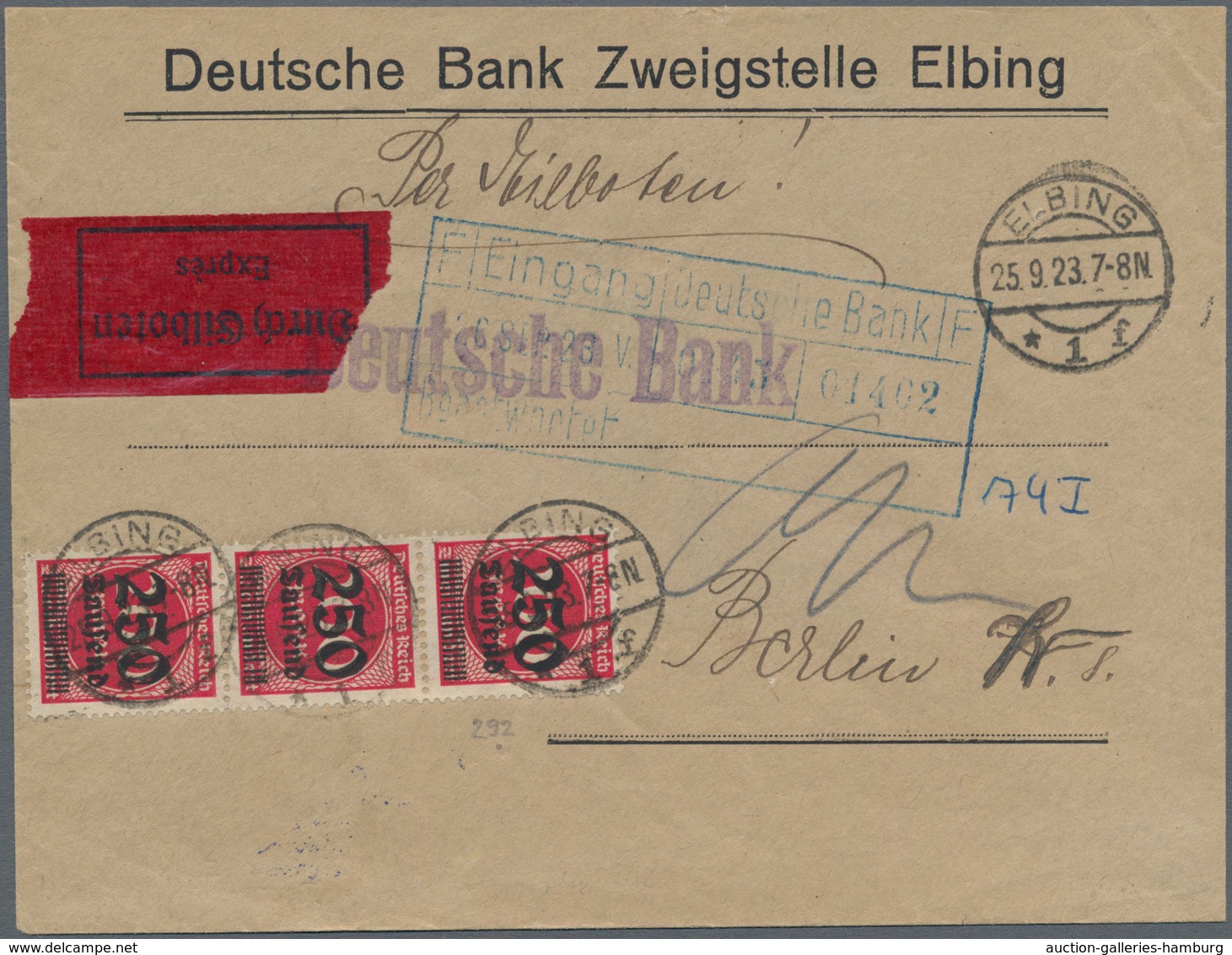 Deutsches Reich - Inflation: 1919-23, Briefe- und Kartenposten ab "Kriegsbeschädigte" bis 4-fach auf