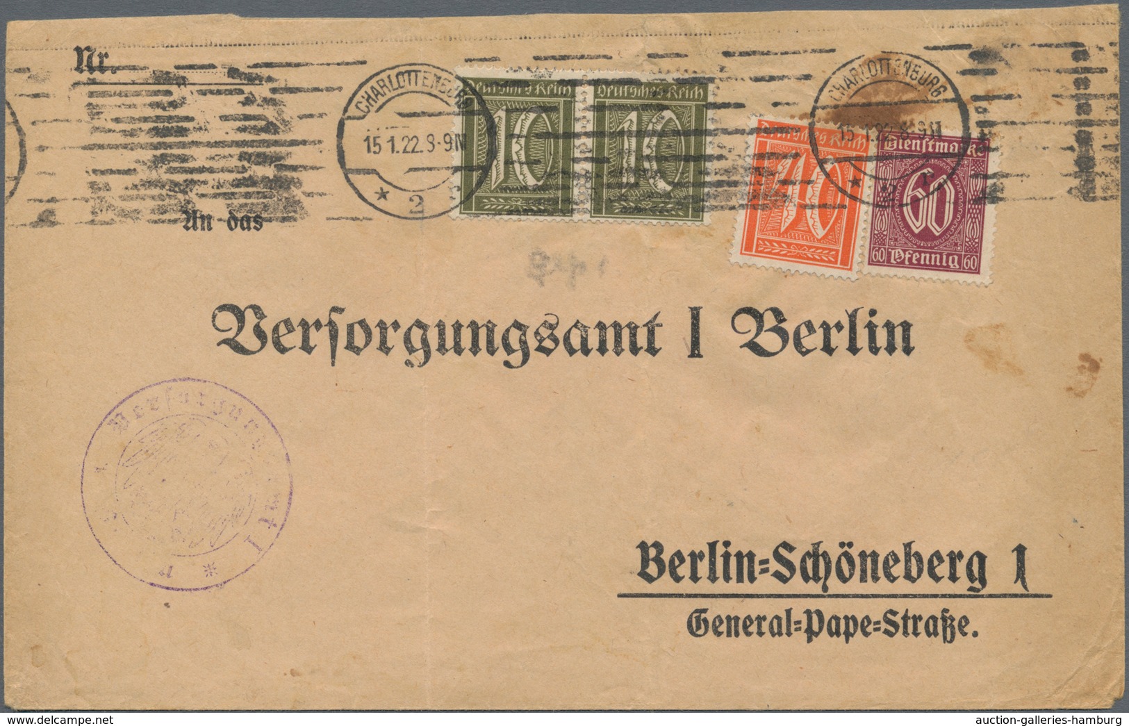 Deutsches Reich - Inflation: 1919-23, Briefe- und Kartenposten ab "Kriegsbeschädigte" bis 4-fach auf